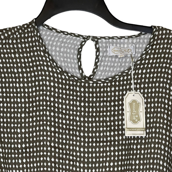 Mud Pie Womens‎ Olive Green Dress Size Large (12-14) Diamond Stripe Fina Flounce - Picture 2 of 5